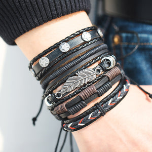 teen wearing leather bracelete