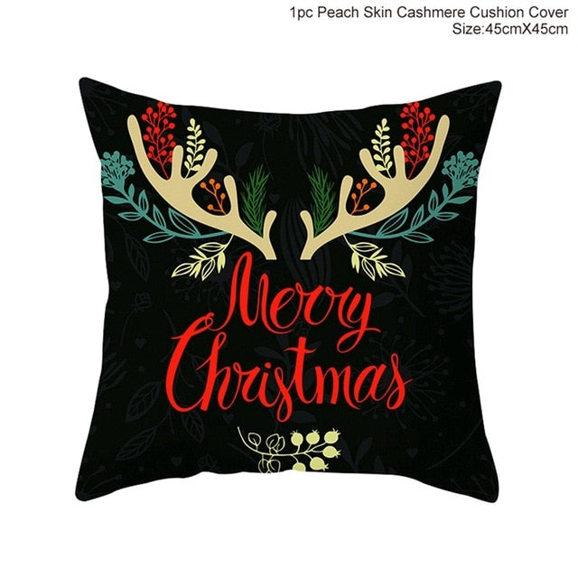 reindeer black christmas pillow