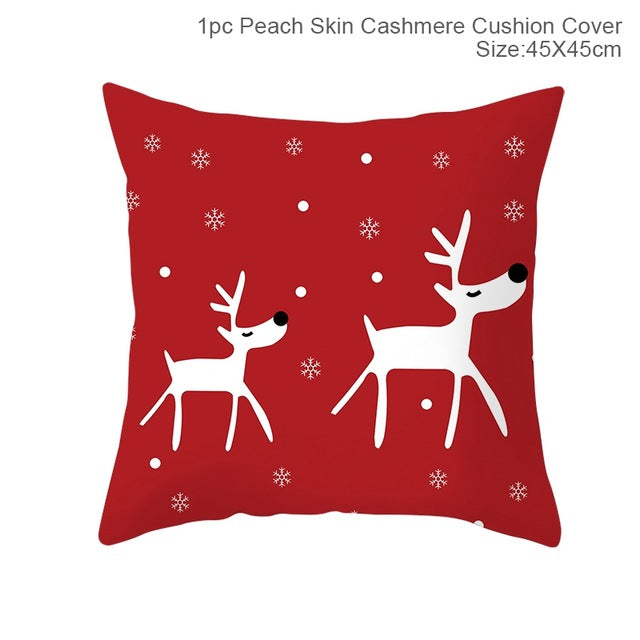 reindeer christmas pillow covers red