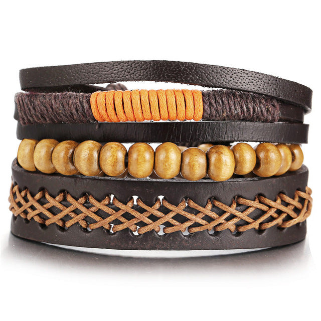 wooden leather bracelet